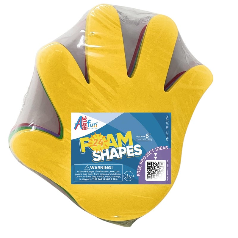 AoneFun Foam Handprint Cut Outs Hand Cutouts Hand Decoration Bulletin Board Cut Outs Hand Prints Classroom Decor Hand Decorations Cutouts for Classroom Decoration 6" Medium Large Die Cut Shapes (24) - Image 3